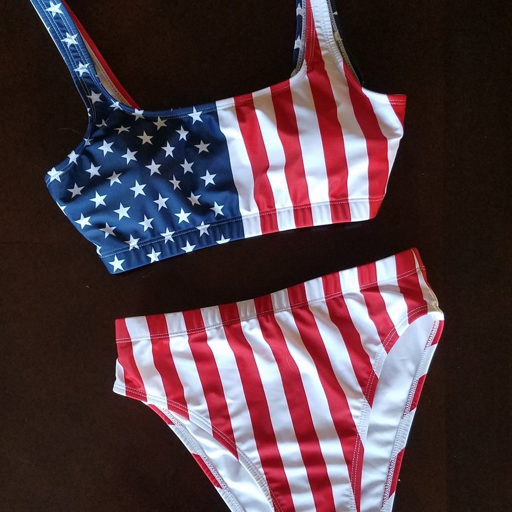 American Flag High Waisted Cheeky Bikini